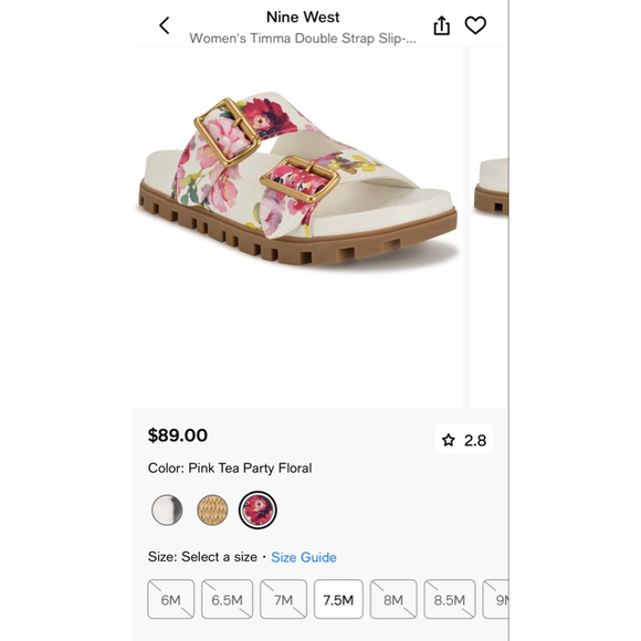 NWOB Nine West Timma Double Strap Slip On Platform Sandals Women Size 8.5 - Picture 9 of 9